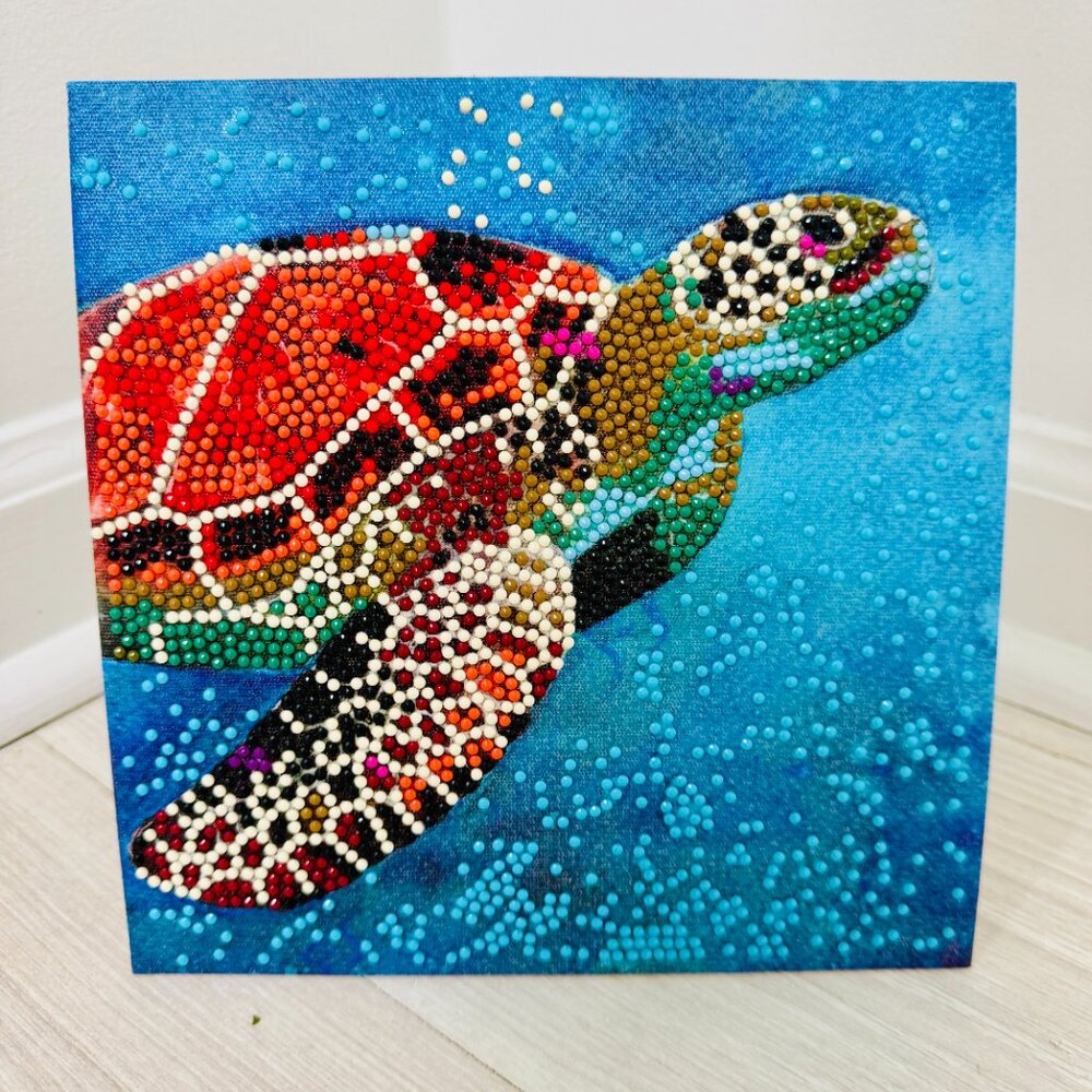 Crystal Ocean Mini Painting  Handmade 8" x 8" Seascape Art - Picture 2 of 3